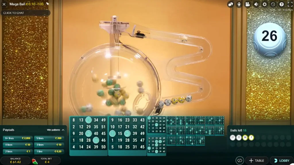 mega ball live casino game