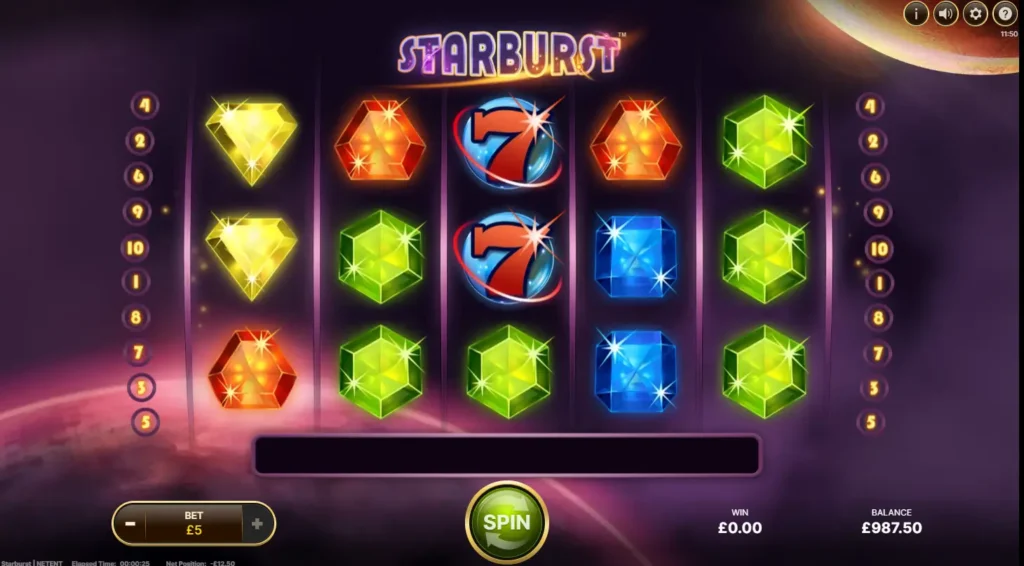Starburst casino game reels image