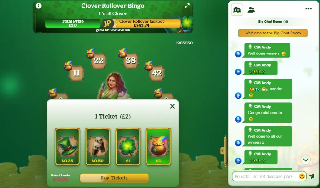 Clover Rollover bingo