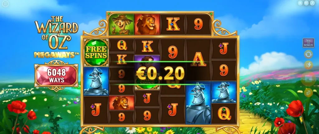 The Wizard of Oz Megaways slot win
